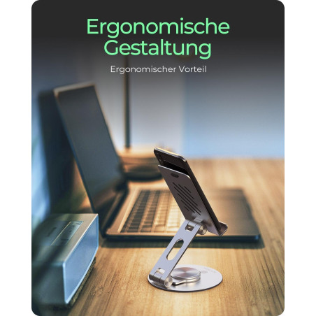 ICY Box IB-TH201-R Support pour Smartphone et Tablette jusqu'à 12,9" en Aluminium et Acier au Carbone, Coussinets en Silicone, E