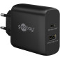 Goobay 65411 Double Chargeur 45 W/USB-C & USB-A Chargeur Rapide Power Delivery/Bloc d'alimentation de Charge avec 2 Ports USB/Ch