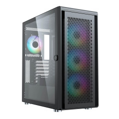 SILENTWARE Boîtier PC Air 100 Midi Tower - Grande façade en maille métallique - Fenêtre latérale en verre trempé - 4 ventilateur
