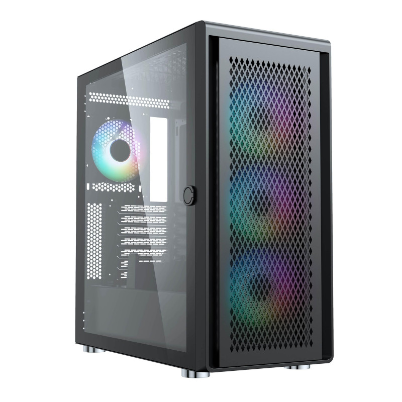 SILENTWARE Boîtier PC Air 100 Midi Tower - Grande façade en maille métallique - Fenêtre latérale en verre trempé - 4 ventilateur SILENTWARE Boîtier PC Air 100 Midi Tower - Grande façade en maille métallique - Fenêtre latérale en verre trempé - 4 ventilateur