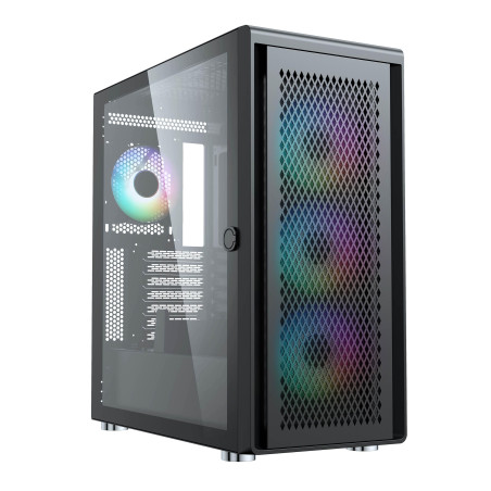 SILENTWARE Boîtier PC Air 100 Midi Tower - Grande façade en maille métallique - Fenêtre latérale en verre trempé - 4 ventilateur