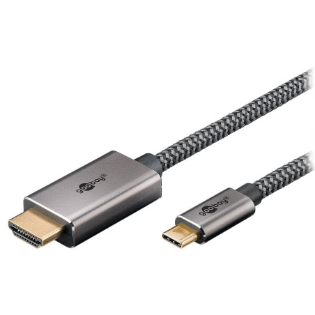 goobay Câble USB-C vers HDMI 2.0-2 m - Connecteurs plaqués or - Résolutions Ultra HD jusqu'à 4 K @ 60 Hz - USB-C vers HDMI pour
