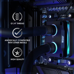 Thermal Grizzly DeltaMate Extender MF10 – Noir 10 mm G1/4 Entretoise Mâle vers Femelle pour Refroidissement à Eau PC Personnalis