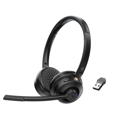 Creative Chat Wireless Casque sans Fil sur Oreille avec Micro Perche à réduction de Bruit, dongle USB, contrôle de la Lecture et
