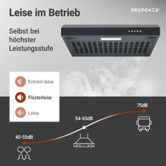Hotte encastrable Respekta Sina noir mat, 60 cm, évacuation/recyclage de l’air, modèle CH600SC-19, classe énergétique A+