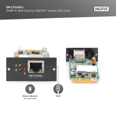 DIGITUS Carte SNMP et WEB – Pour systèmes UPS Online DIGITUS DN-170xxx – Accès à distance et surveillance des alimentations sans