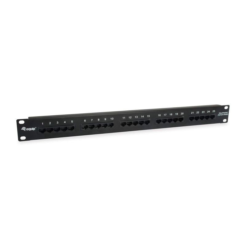 EQUIP 125298 PATCHPANEL 25X CAT3 19 "1U Dual-IDC-COMP. Negro