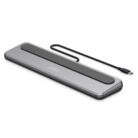 DIGITUS Station d'accueil – 12 Ports – 2X HDMI, 1x Displayport 8k 30Hz – 2X USB-A 3.2 Gen2, 1x Type-A 3.2 Gen1, 1x USB-C 3.2 Gen