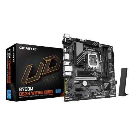 GIGABYTE B760M DS3H WIFI6E GEN5 Carte Mère – Compatible avec Les processeurs Intel Core 14e génération, VRM numérique 6+2+1 Phas