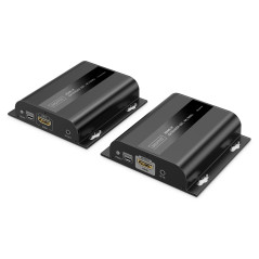 DIGITUS Kit prolongateur HDMI IP – UHD 4k 60 Hz – HDMI 2.0 – portée jusqu'à 200 m – émetteur et récepteur – jusqu'à 253 récepteu