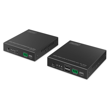 DIGITUS HDMI Fiber KVM IP Extender Set – UHD 4k 60Hz – HDMI 2.0 – Portée MM 300 m et SM 40 km – Émetteur et récepteur – Jusqu’à