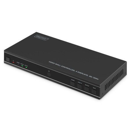DIGITUS Contrôleur de Mur vidéo HDMI – Signal d'entrée UHD 4k 60 Hz Via HDMI 2.0 ou USB-C – Sortie 4k 30 Hz – Télécommande Inclu