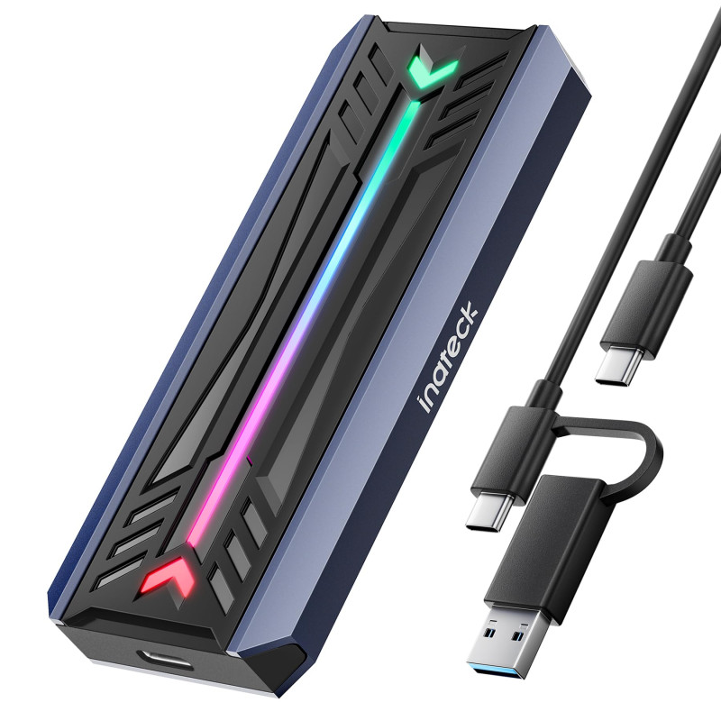 Inateck Boîtier SSD M.2 NVMe SATA avec RGB, USB 3.2 Gen 2 (10 Gbps) Prise en Charge UASP Trim pour NVME/SATA SSDs 2242/2260/2280 Inateck Boîtier SSD M.2 NVMe SATA avec RGB, USB 3.2 Gen 2 (10 Gbps) Prise en Charge UASP Trim pour NVME/SATA SSDs 2242/2260/2280