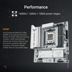 ASUS TUF Gaming B850M-PLUS WIFI7 W Socket de Carte mère AMD AM5 (Micro-ATX, DDR5, PCIe 5.0, 3 emplacements M.2, Realtek 2,5 GB E