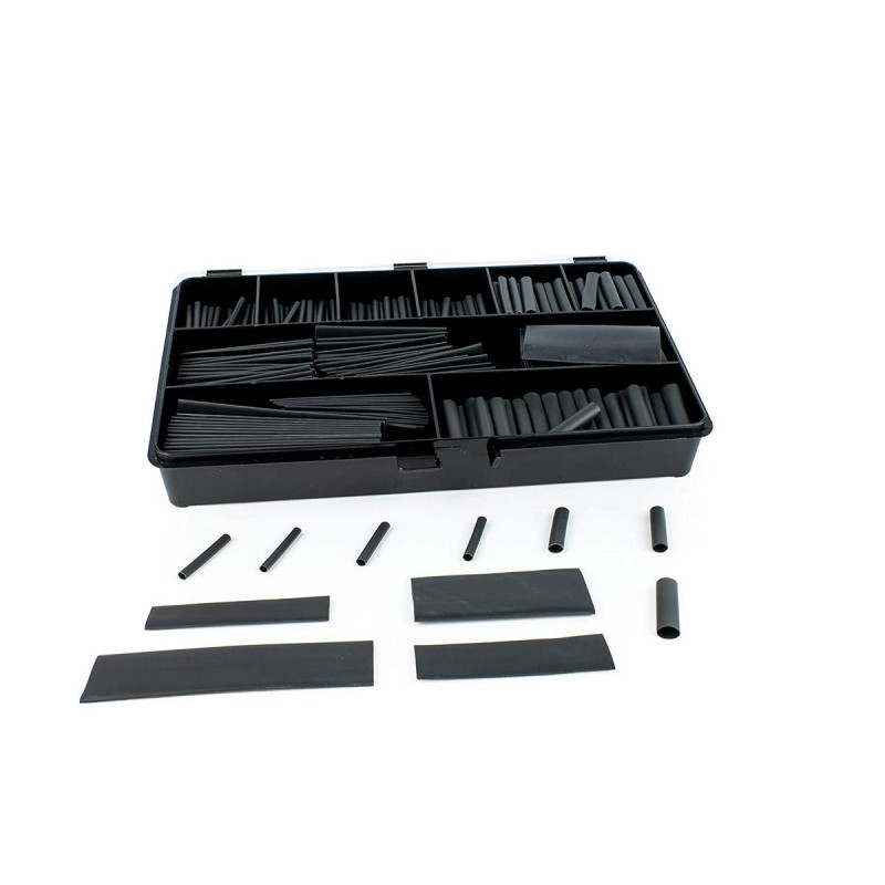 Gaine thermorétractable assortiment de 465 pièces, diamètre 2,4/1,2 mm à 25,4/12,7 mm, le taux rétrécissement de 2:1, le modèle Gaine thermorétractable assortiment de 465 pièces, diamètre 2,4/1,2 mm à 25,4/12,7 mm, le taux rétrécissement de 2:1, le modèle