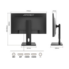 JAPANNEXT Ecran PC | 27" | WQHD | Dalle IPS | Inclinaison réglable | Mode Portrait | Filtre Anti-lumiére Bleue | G-Sync/FreeSync