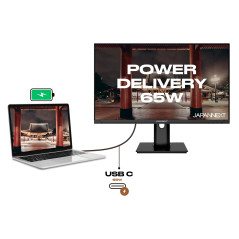 JAPANNEXT Ecran PC 23.8" IPS Full HD (1920x1080) | HDR | Recharge Via USB-C(65W) Hauteur & Inclinaison réglable (HSP) Haut-parle