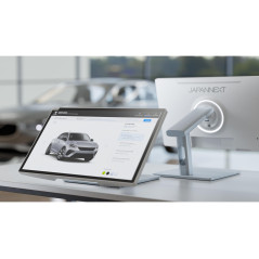 JAPANNEXT Ecran PC Tactile Blanc 21.5" IPS Full HD (1920x1080) avec Bras articulé | HDR | Recharge Via USB-C(65W) Hauteur et Inc