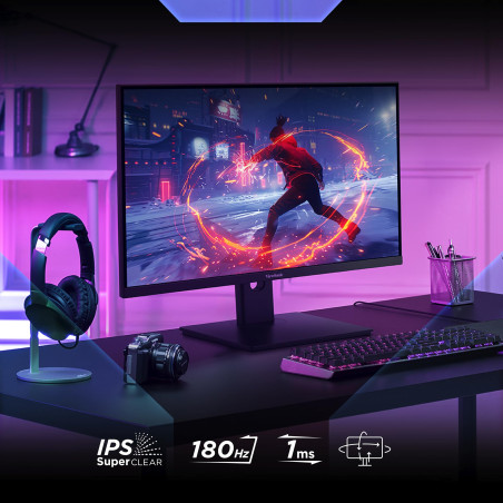 ViewSonic XG27G1 Moniteur de Jeu 180 Hz, 27 Pouces, 1 ms MPRT, Compatible G-Sync, Dalle IPS, HDR 10, réglable en Angle et en Hau