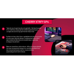 CHERRY XTRFY GP6, Tapis De Souris Gaming en Tissu (460 x 400 x 4 mm), pour Plus De Précision, Surface Ultra-Lisse, Base en Caout
