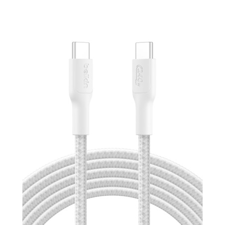 Belkin Eco Câble USB-C vers USB-C avec gaine tressée, 3 m, 240 W, doux au toucher, souple, Câble de recharge rapide, pour iPhone