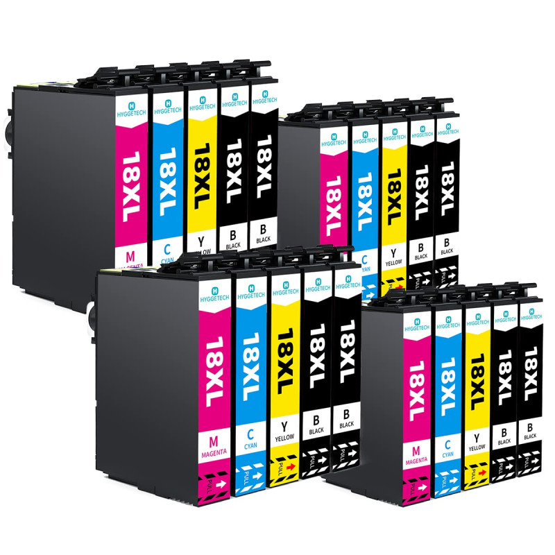 Hyggetech 18XL Cartouches d'encre de Rechange compatibles pour Cartouches Epson 18xl pour Epson Expression Home XP-202 XP-205 XP