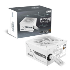 ASUS Prime 750 W Bronze White Edition (certifié 80 Plus Bronze, Alimentation ATX Non modulaire, câble gainé gravé, Double roulem