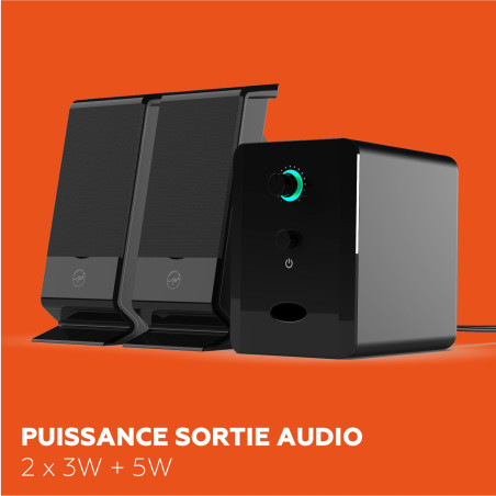 Mobility Lab – ML314006 – Enceinte PC 2.1 Multimédia – Son Riche, Basses puissantes, Bouton de Volume intégré, Connexion Filaire