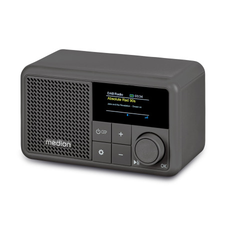 MEDION S66822 Radio Portable Mini Dab+ avec Bluetooth (Batterie Rechargeable, écran Couleur à intensité Variable, antenne télesc