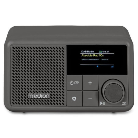 MEDION S66822 Radio Portable Mini Dab+ avec Bluetooth (Batterie Rechargeable, écran Couleur à intensité Variable, antenne télesc