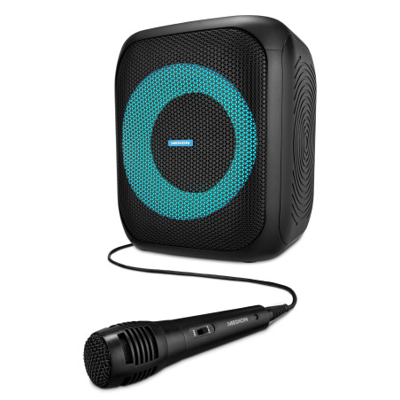 MEDION S61991 Enceinte Bluetooth puissante (Portables, avec Microphone, USB & AUX-in, Effet Lumineux, Enceinte connectée idéale