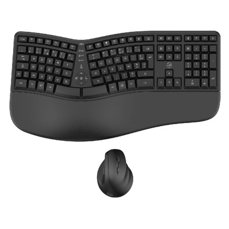 Mobility Lab – Ergo C30W – Combo Clavier + Souris sans Fil Ergonomique – AZERTY, Repose-Poignets, Disposition Ergonomique, Incli