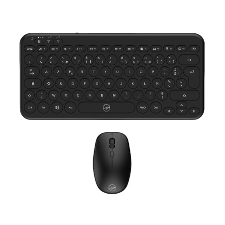 MOBILKTY Lab – CP420W Mini – Combo Mini Clavier + Souris sans Fil – Clavier AZERTY Compact avec Touches Rondes, Souris avec clic