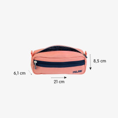 MILAN 081148SNCP PORTATODO Rectangulaire 2 Fermetures Éclair Série 1918, Rose, Multicolore, 0