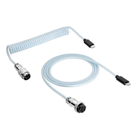 AKYGA AK-USB-49 Câble USB tressé type C vers type C 3,0 m Bleu ciel Câble spirale pour clavier mécanique avec connecteur aviateu