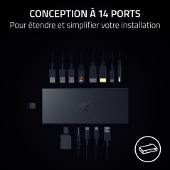 Razer USB 4 Dock - Station d'accueil Haute Vitesse à 14 Ports pour Les Jeux et la productivité - Prise en Charge de Deux écrans,