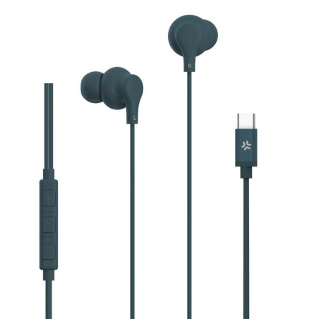Celly, Écouteurs Intra-Auriculaires avec Fil USB-C, avec Bouton de réponse, contrôle du Volume, Microphone intégré, Couleur Bleu