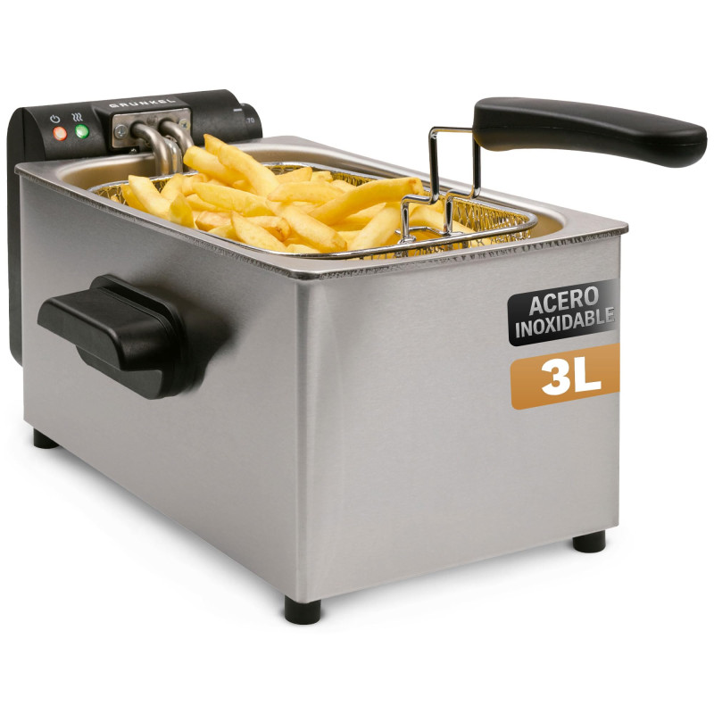 Grunkel Friteuse à huile FRYPRO-3SS avec 2000 W et cuve en acier inoxydable avec technologie de zone froide, capacité de 3 litre Grunkel Friteuse à huile FRYPRO-3SS avec 2000 W et cuve en acier inoxydable avec technologie de zone froide, capacité de 3 litre