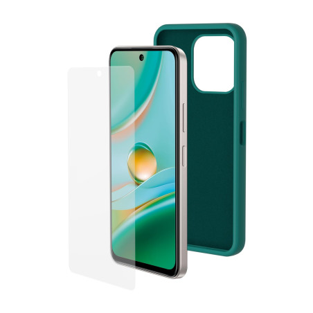 SPC Discovery 3 Pro Protection Pack – Coque en Silicone Vert avec intérieur en Microfibre + 2 Verres trempés pour SPC Discovery 
