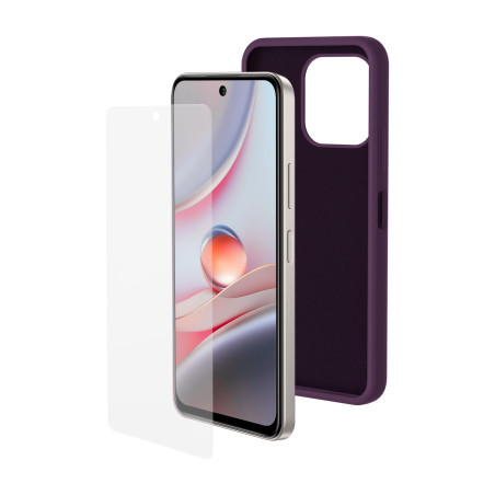 SPC Discovery 3 Pro Protection Pack – Coque en Silicone Violette avec intérieur en Microfibre + 2 Verres trempés pour SPC Discov