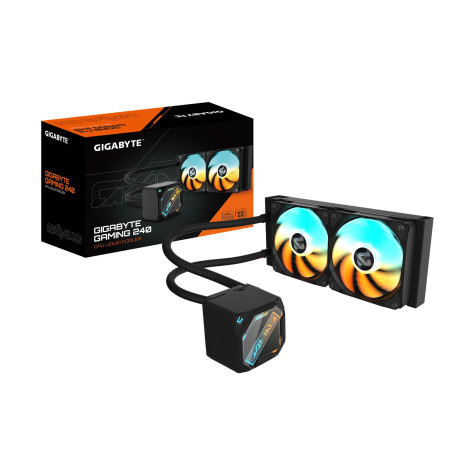 GIGABYTE Gaming 240 Refroidisseur Liquide pour CPU - 2x120mm Ventilateurs ARGB, mécanisme d’emboîtement Coulissant, Daisy-Chain,