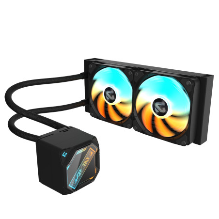 GIGABYTE Gaming 240 Refroidisseur Liquide pour CPU - 2x120mm Ventilateurs ARGB, mécanisme d’emboîtement Coulissant, Daisy-Chain,