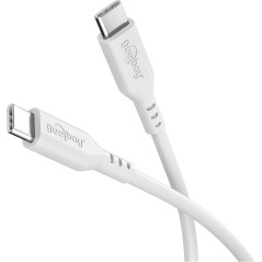 goobay Câble USB-C vers USB-C en silicone 1,5 m, blanc -Charge rapide 60 W PD, transfert de données 480 Mbit/s, flexible, anti-e