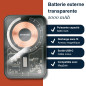 Grundig Batterie externe sans fil transparente 5000 mAh - Batterie externe USB-C entrée et sortie - Chargement sans fil - Compat