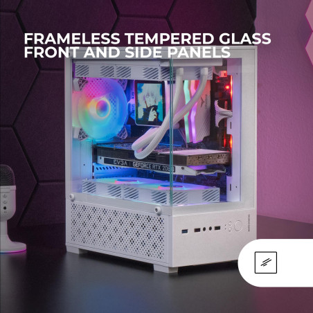 Mars Gaming MC-SE2, Boîtier Gaming MicroATX, Verre Trempé Latéral et Frontal sans Cadre, Ventilateur FRGB 120mm, Structure à Dou