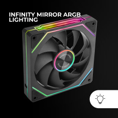 Mars Gaming MF-LINKFINITYKIT2, Kit 3x Ventilateurs Modulaires PWM 12cm, Éclairage ARGB Infinity Mirror, Système Modulaire LINKFI