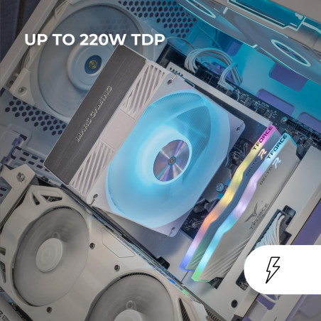 Mars Gaming MCPU-X4ARGB, Ventirad CPU 220W TDP, 4x Heatpipes HCT Nouvelle Génération, Ventilateur PWM SI Extreme-Silent ARGB 120