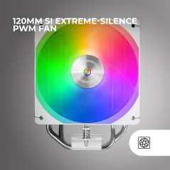 Mars Gaming MCPU-X4ARGB, Ventirad CPU 220W TDP, 4x Heatpipes HCT Nouvelle Génération, Ventilateur PWM SI Extreme-Silent ARGB 120
