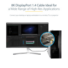 StarTech.com Câble DisplayPort 1.4 de 30cm - 8K60Hz HDR10 - Vidéo Ultra HD 4K120Hz - Cordon DP 1.4 - Câble DP vers DP - M/M