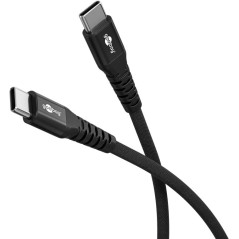goobay Câble de charge rapide USB-C 60 W / 1 m/Câble textile flexible/Câble de charge 480 Mbits USB C/Super doux/Câble USB C Sam